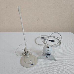 Vintage Logitech USB Webcam Kensiko Wired Microphone Set Computers Video Calls